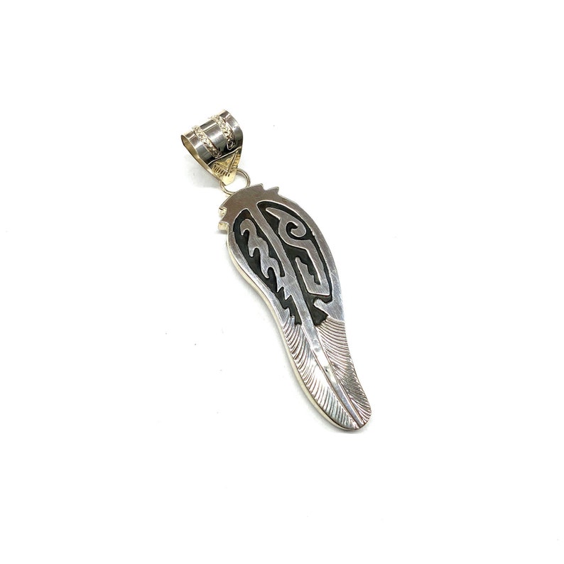 Handmade Native American Navajo Sterling Silver Feather Pendant
