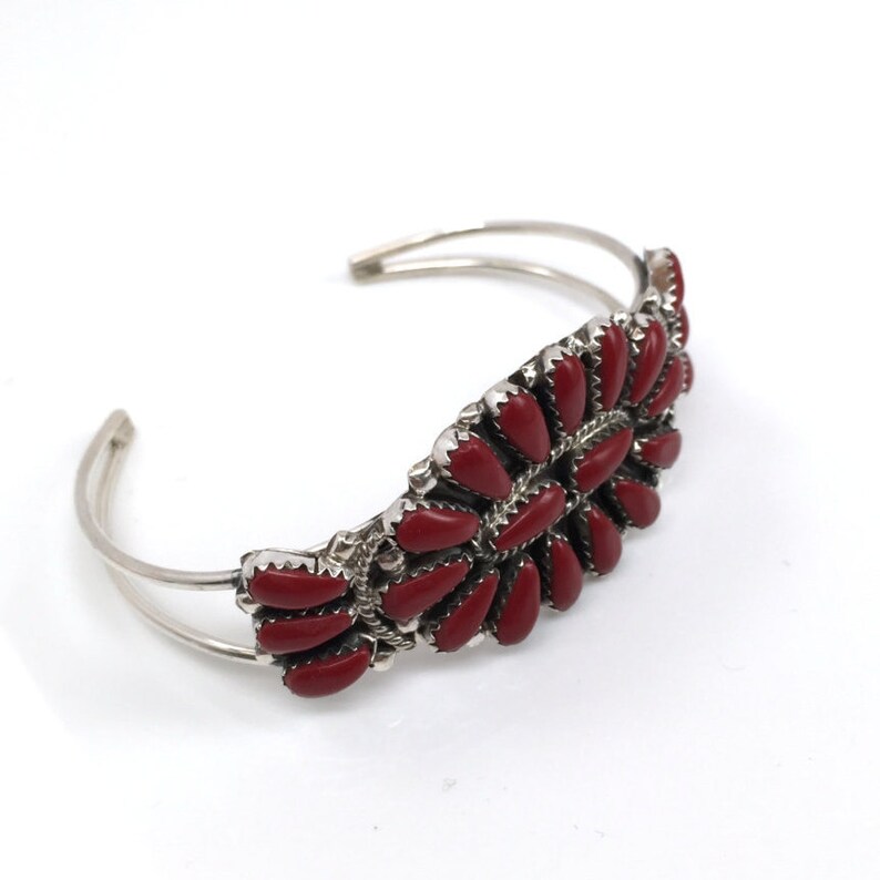 Handmade Native American Navajo Sterling Silver Coral Bracelet