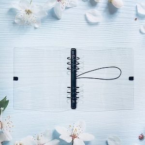 A5 Wide (fits pages 7x8.6 inches) Clear Planner Cover PVC Binder with Elastic Band Closure and Large 30mm Binder Rings