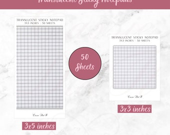 Graph Translucent Transparent PET Sticky Notepad 50 Sheets