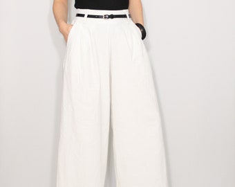 white lined linen trousers ladies