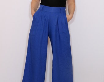 royal blue wide leg trousers
