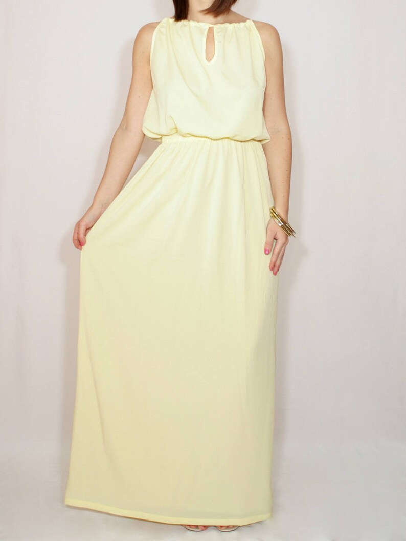 Pale yellow bridesmaid dress Yellow chiffon maxi dress Yellow | Etsy