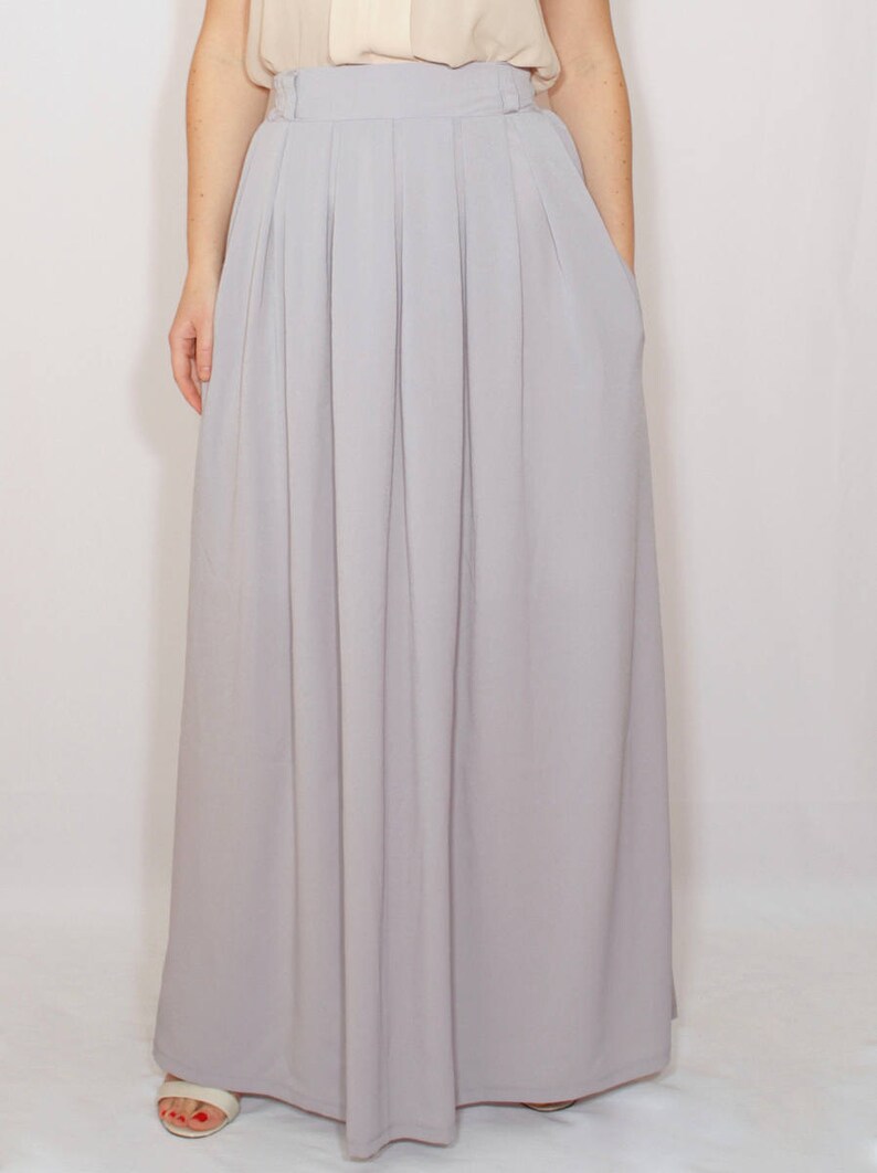 gray chiffon maxi skirt