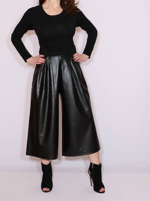 faux black leather pants