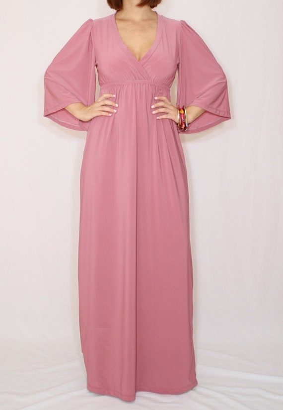 rose maxi dress with sleeves