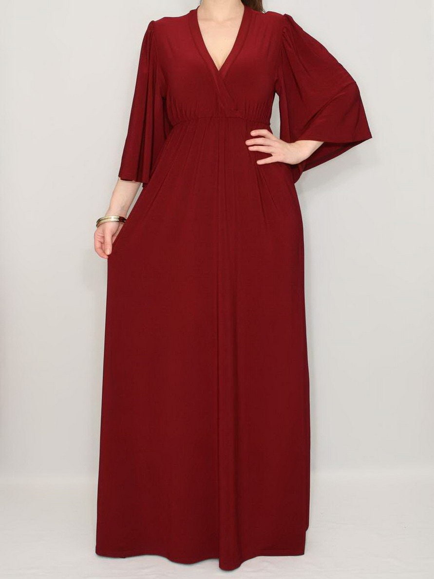burgundy kimono dress
