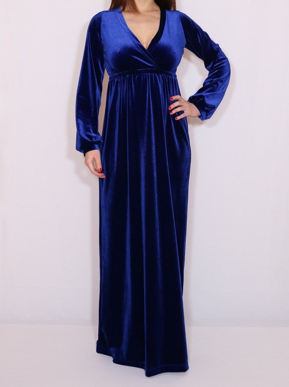 blue velvet maxi dress