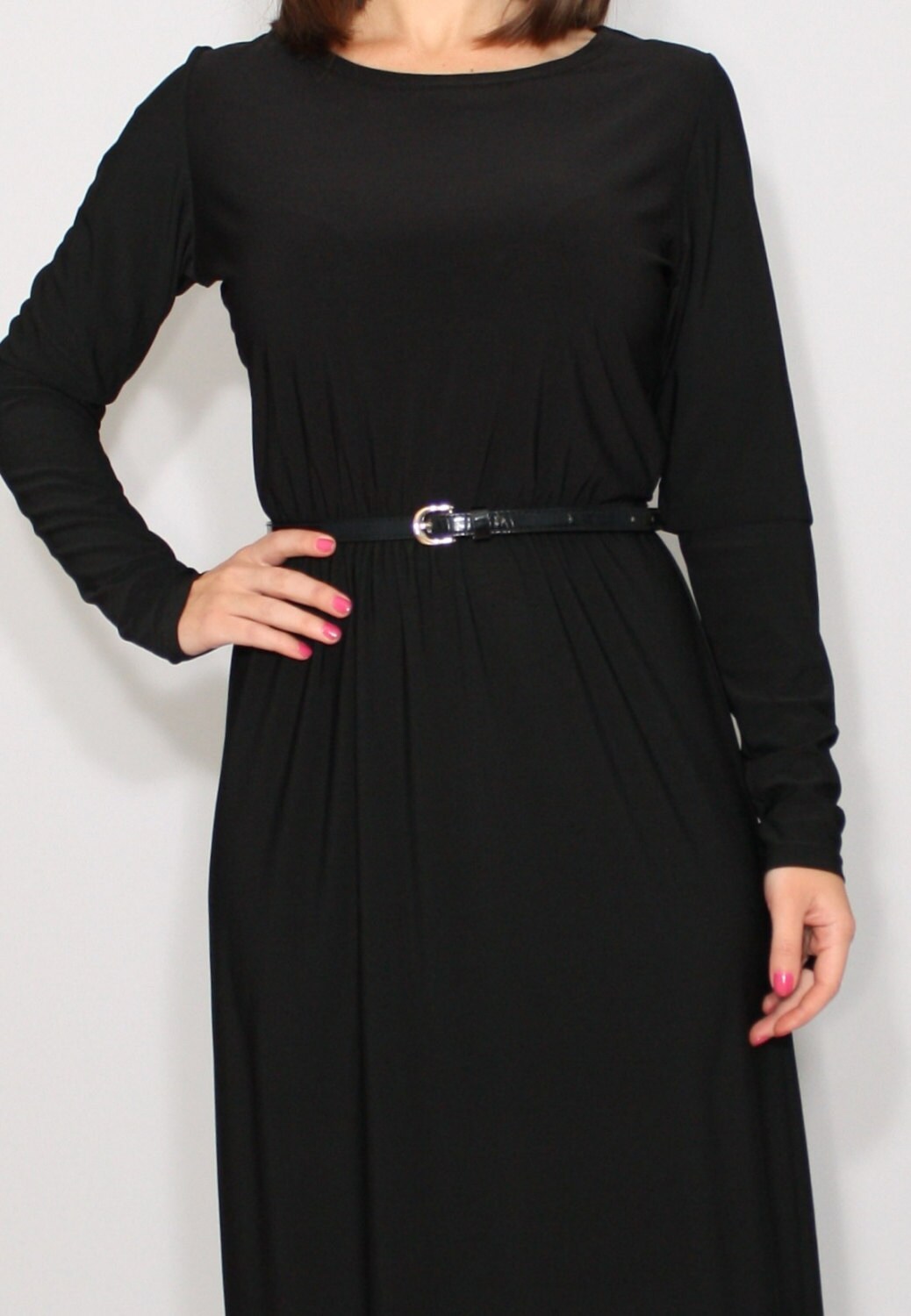 Black Long Sleeve Dress Kaftan Maxi Dress Long Dress | Etsy