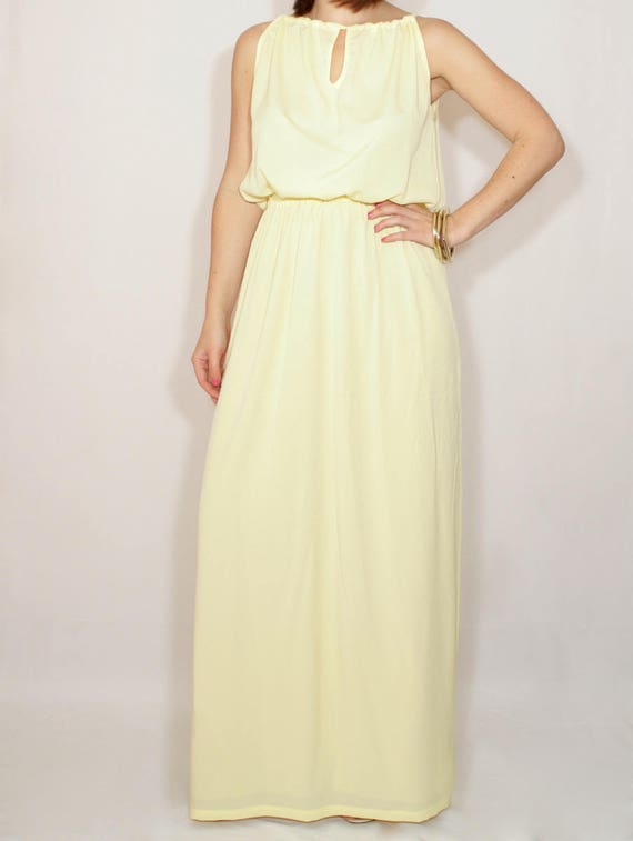 Pale yellow bridesmaid dress Yellow chiffon maxi dress Yellow | Etsy