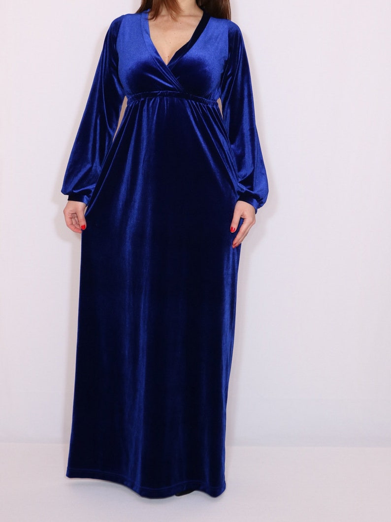 Blue Velvet Dress Royal Blue Maxi Dress Cobalt Blue Dress Etsy