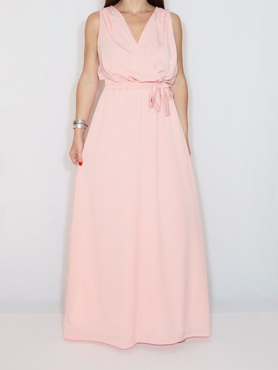 peach chiffon dress