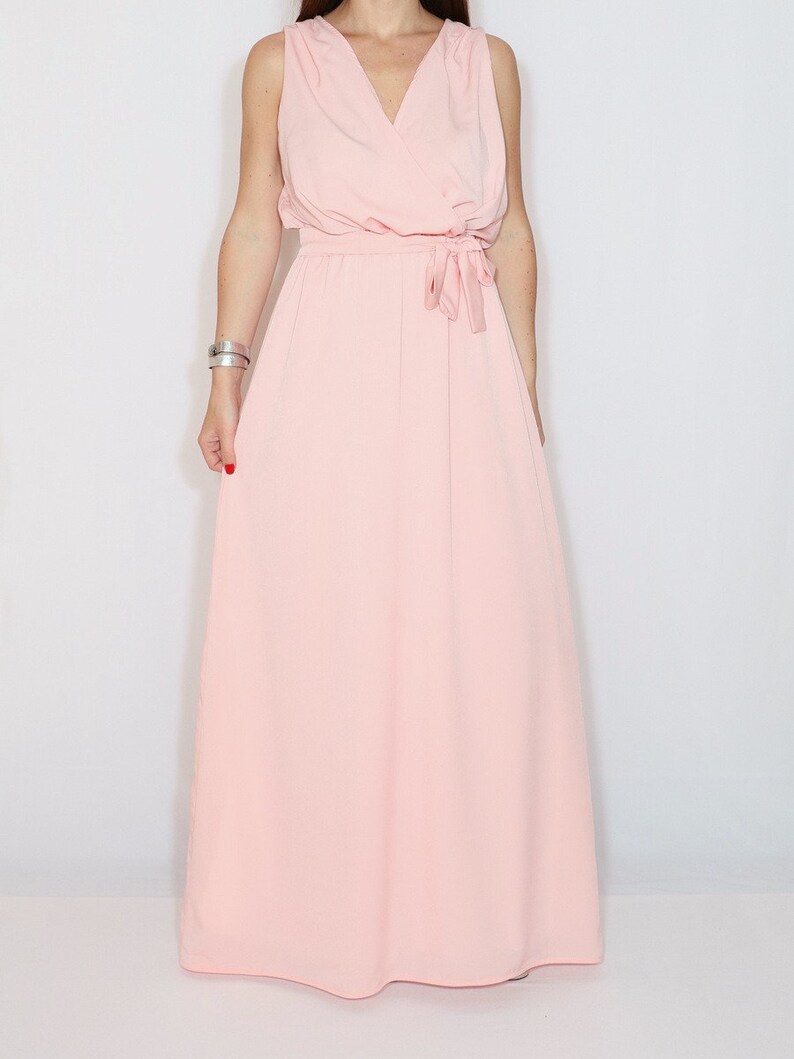 peach maxi dress bridesmaid