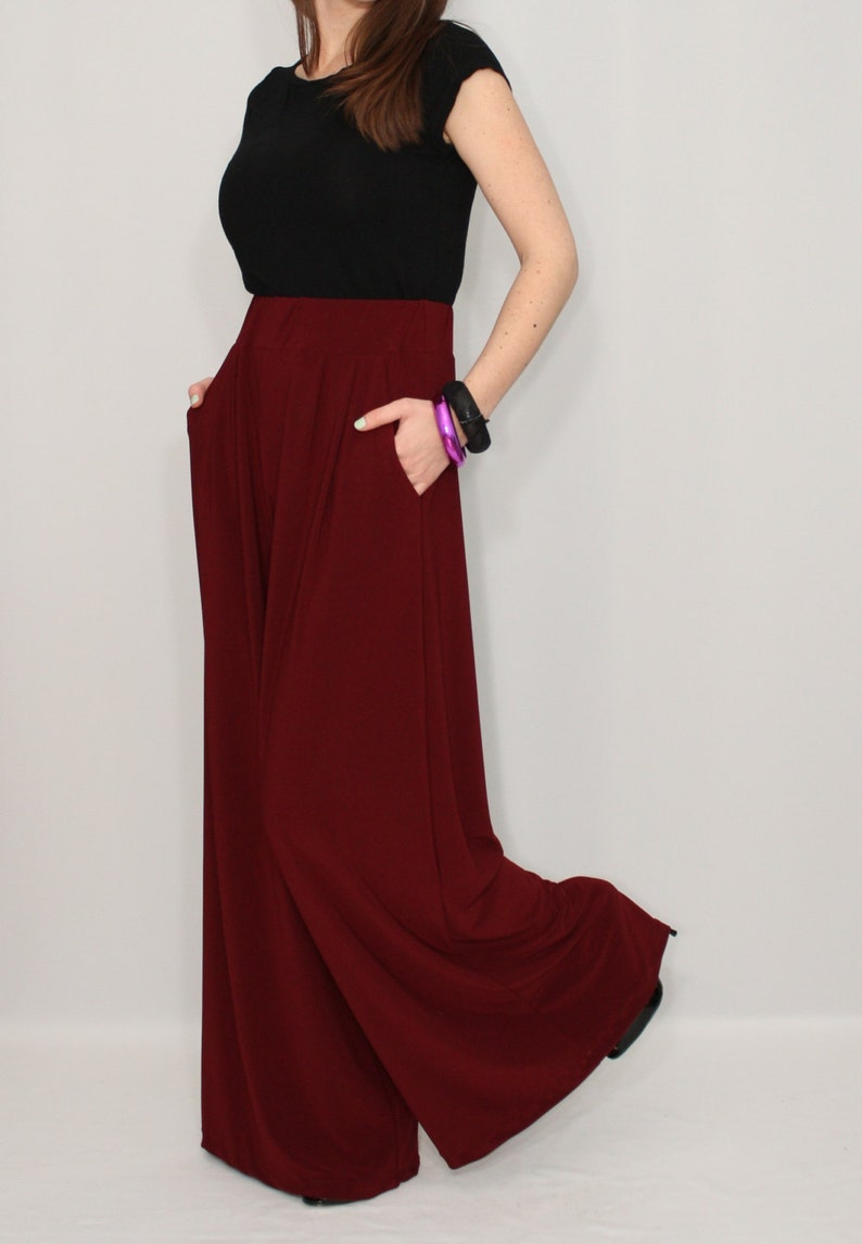 Burgundy High Waist Pants Wine Red Pants Boho Pants Etsy