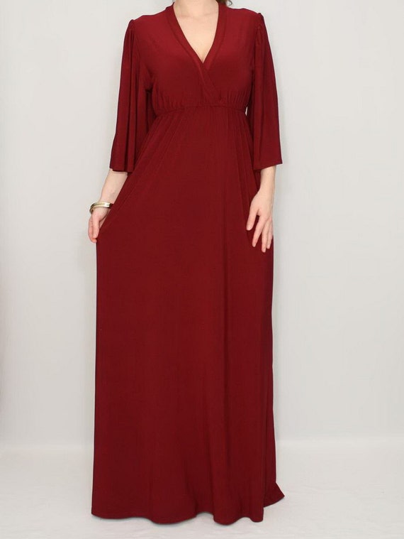 burgundy kimono dress