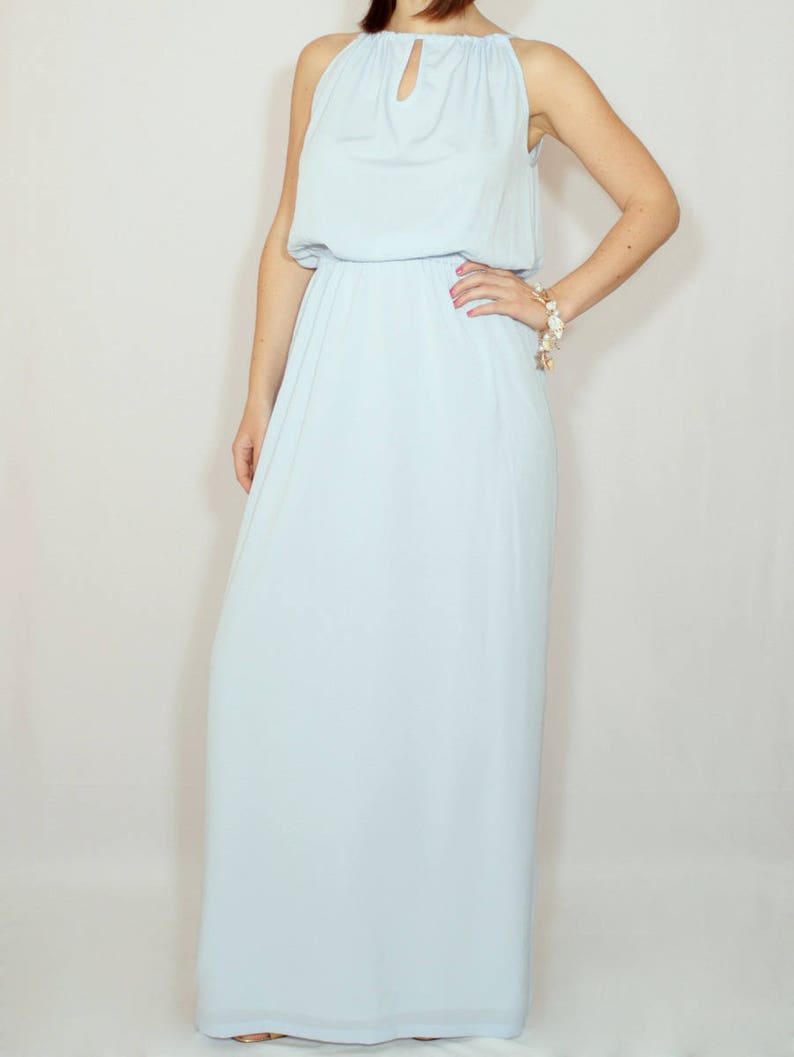 pale blue chiffon dress