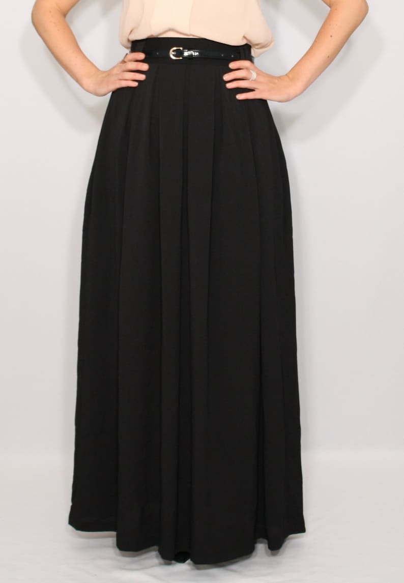 Black Maxi Skirt With Pockets Long Black Skirt Chiffon Maxi Etsy