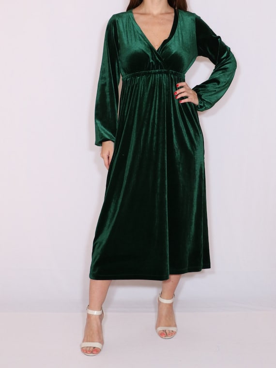 green velvet midi dress
