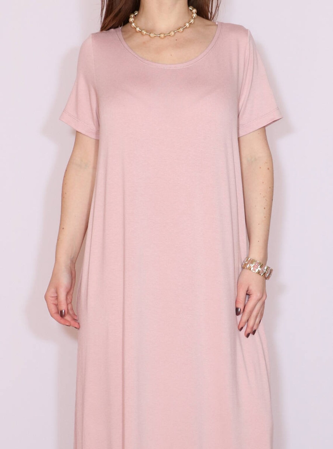 Blush pink maxi dress Loose fit dress Women maxi dress with Etsy