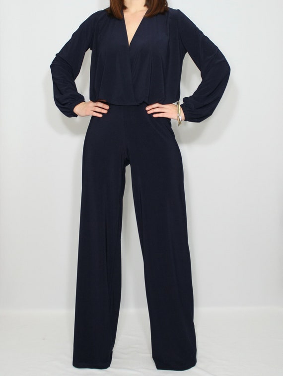 navy blue jumpsuit long sleeve