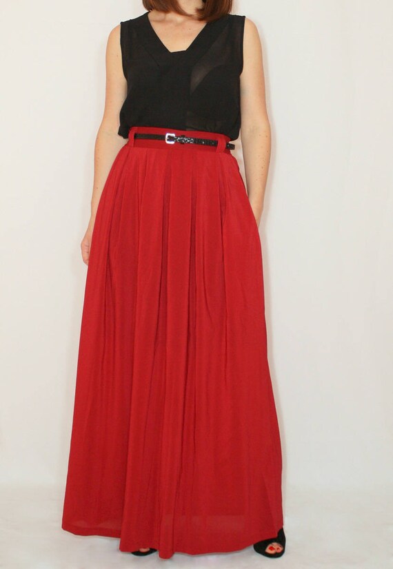 burgundy chiffon maxi skirt