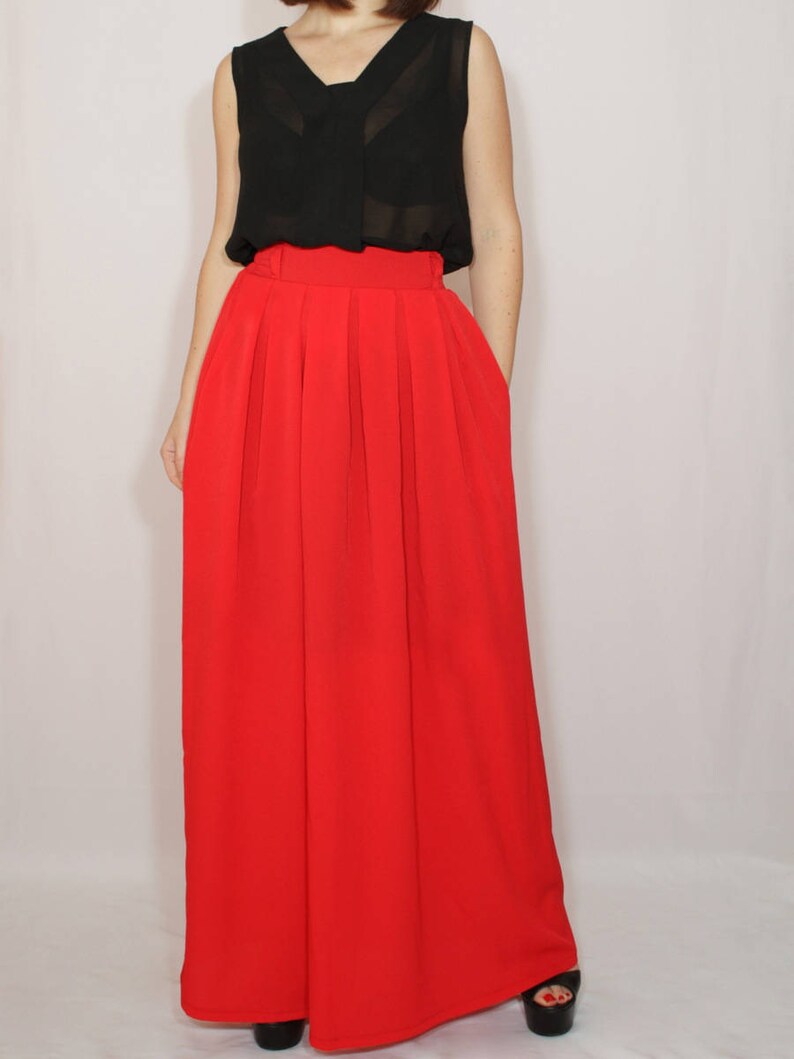 Red Chiffon Maxi Dress