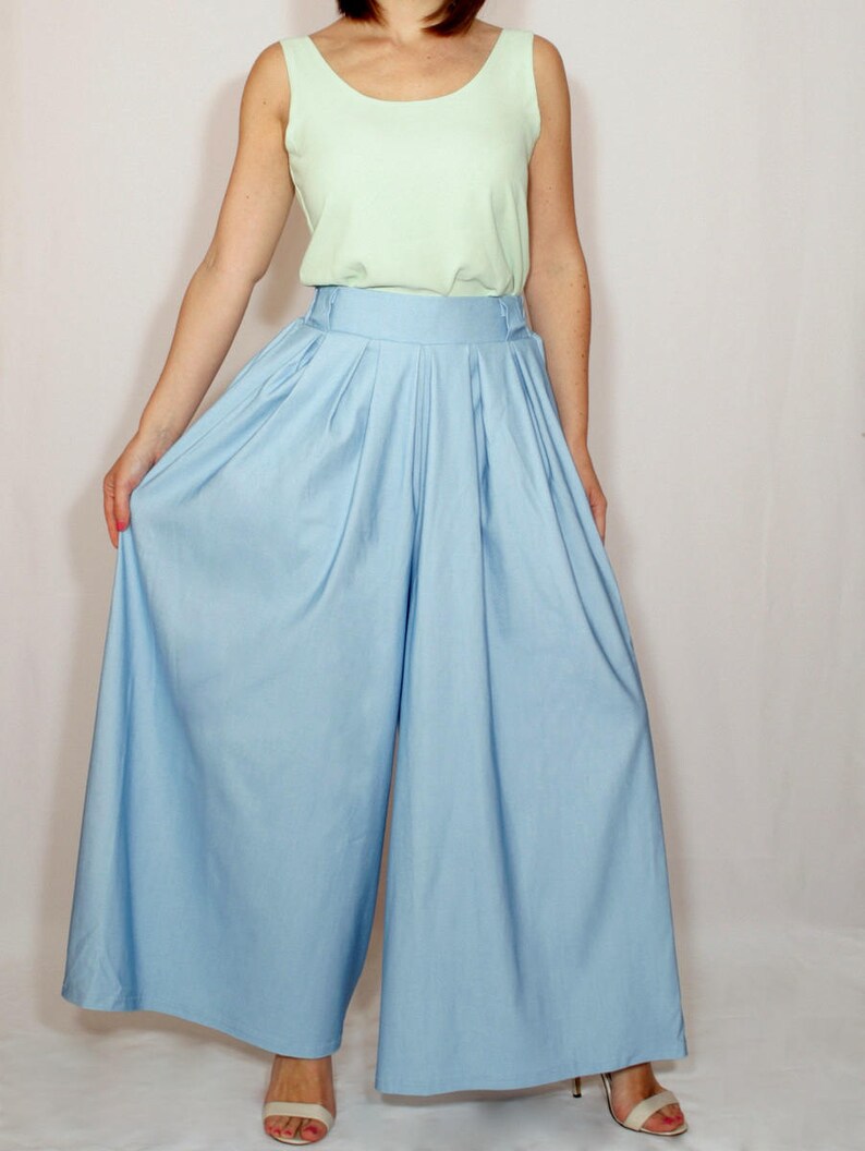 Light blue jeans palazzo pants Etsy