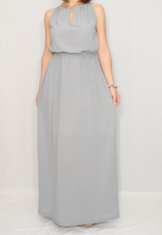 grey maxi prom dress