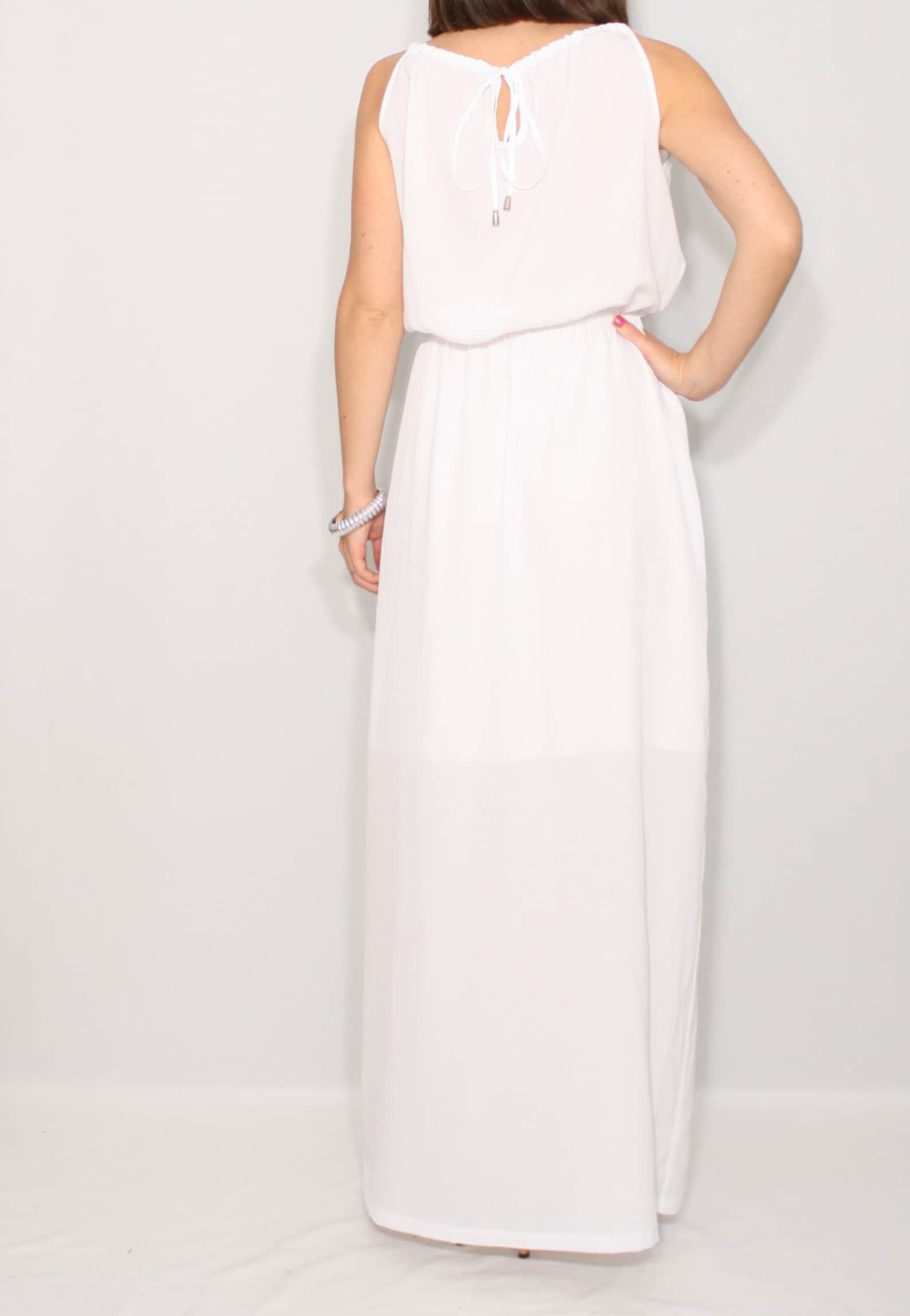 White long sundress summer dress chiffon dress maxi dress | Etsy