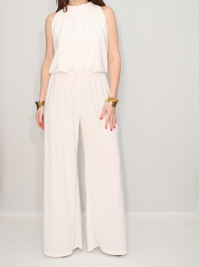 all white halter jumpsuit