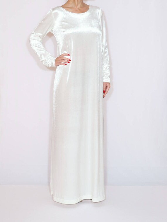 white velvet dress long