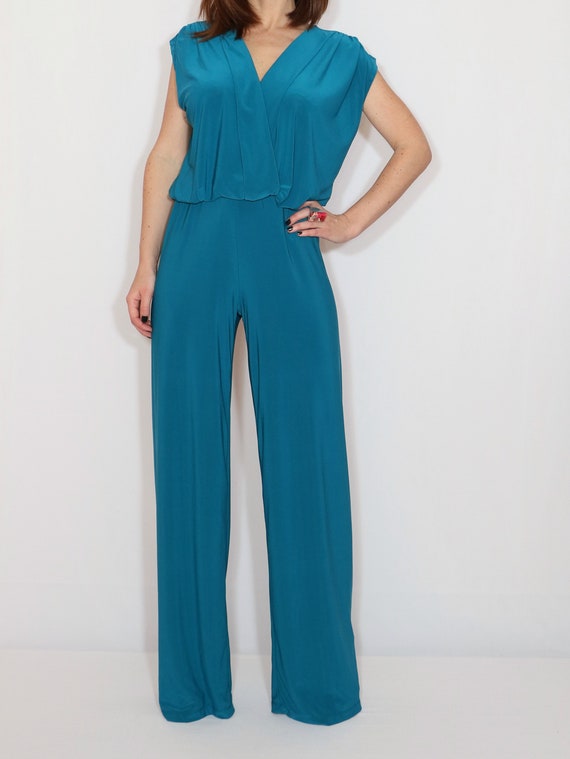 teal blue jumpsuit