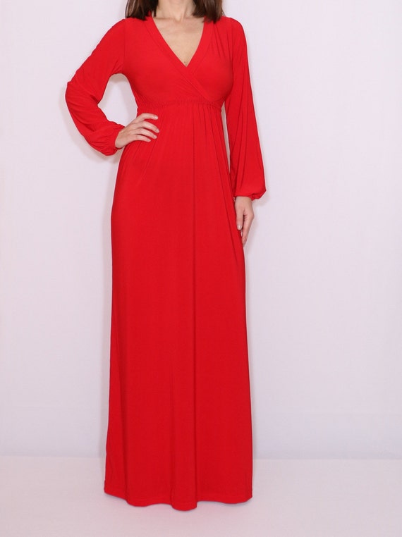 red long sleeve maxi