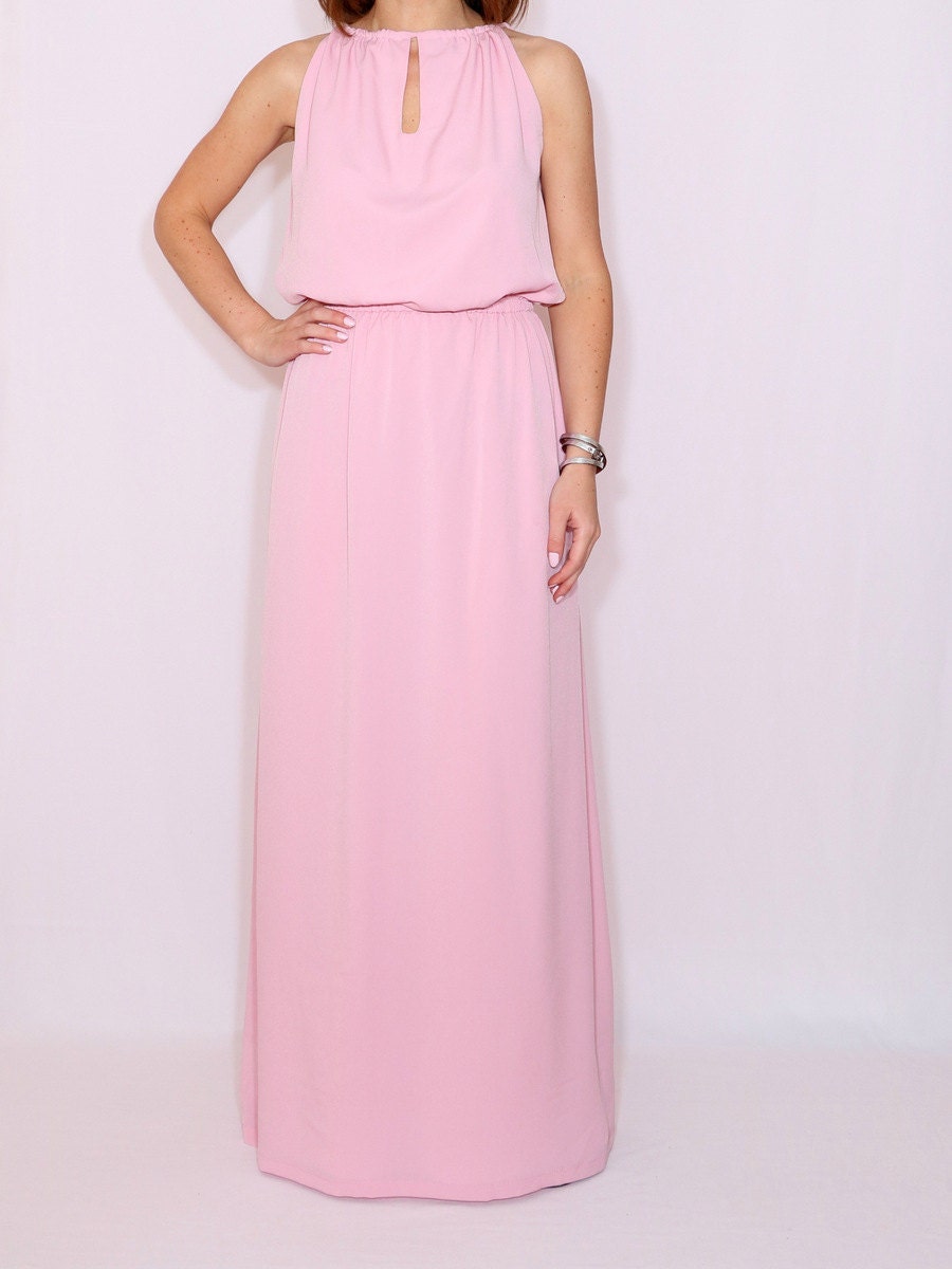 Light pink maxi dress Pink bridesmaid dress Pink chiffon maxi Etsy