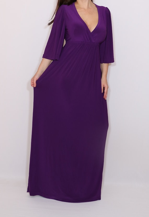 Purple maxi dress kimono dress maternity dress boho dress | Etsy