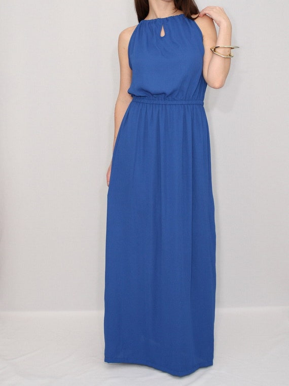 blue maxi bridesmaid dress