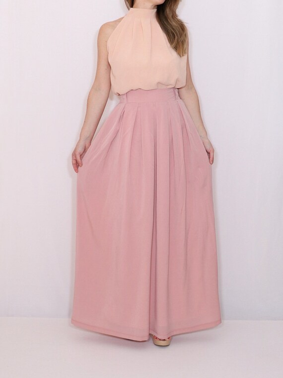 pink chiffon maxi skirt