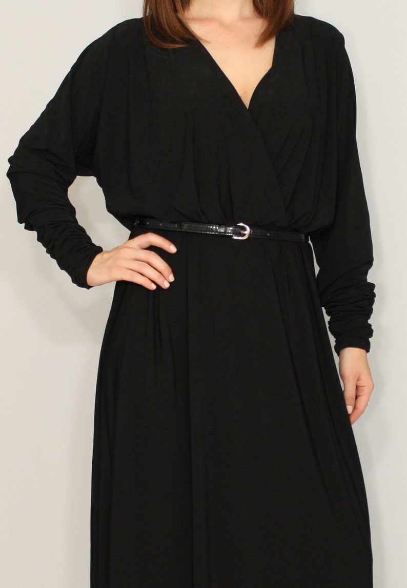 Black Maxi Dress Long Sleeve Dress Batwing Dress for Women | Etsy
