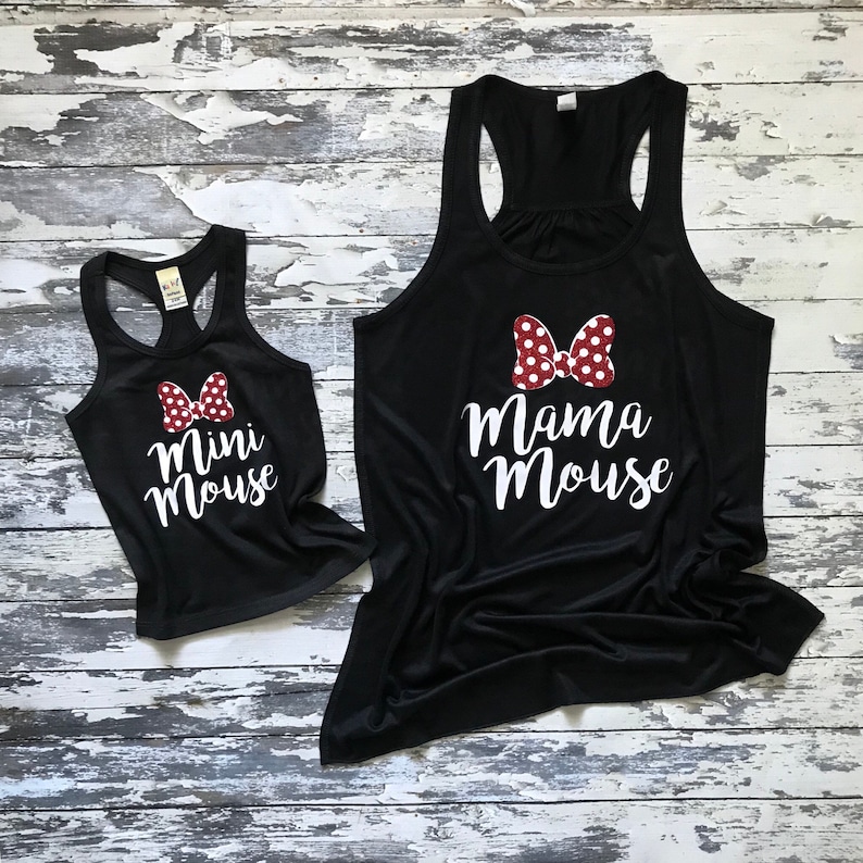 Diseño a juego Mamá Hija Encabeza Cualquier Ratón Tanque o Camiseta Vacaciones Familiares Mamá Ratón Mini Ratón Hermana Ratón Papá Ratón Hermano Ratón imagen 1