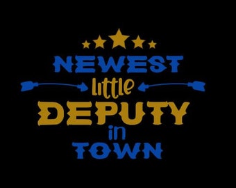 Cute Infant "Newest Little Deputy in Town" Onesie Bodysuit or t-shirt Law Enforcement Sheriff Baby