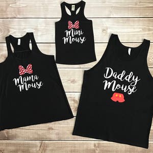 Diseño a juego Mamá Hija Encabeza Cualquier Ratón Tanque o Camiseta Vacaciones Familiares Mamá Ratón Mini Ratón Hermana Ratón Papá Ratón Hermano Ratón imagen 3