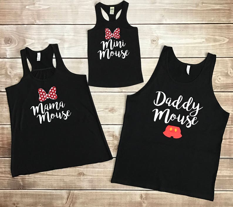 Matching Design Mommy Daughter Tops Any Mouse Tank or T Shirt Family Vacation Mama Mouse Mini Mouse Sister Mouse Daddy Mouse Brother Mouse image 3