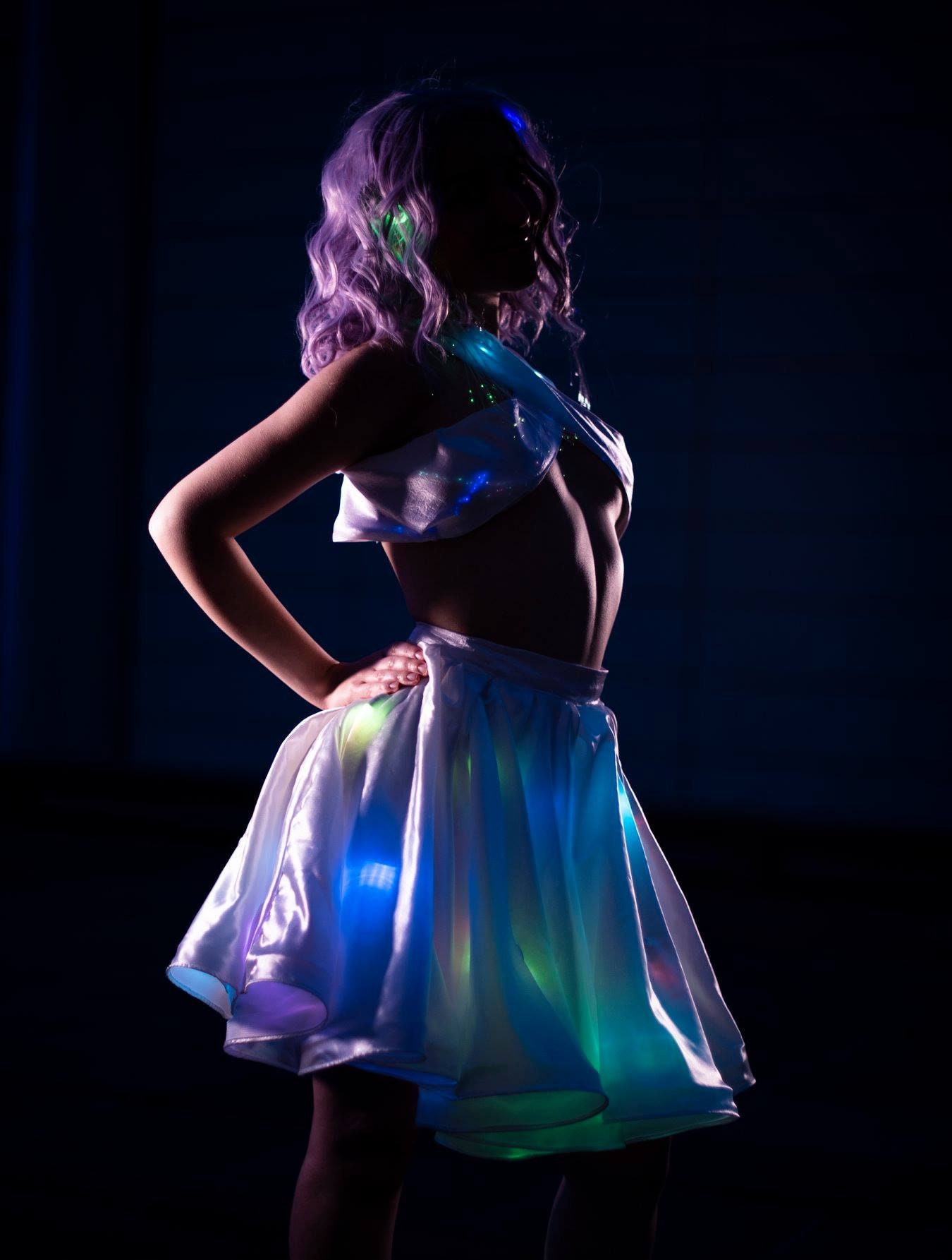 LED Fiber Optic Light Up Skirt and Bra Etsy