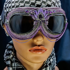 Burning Man Goggles. Small Face. UV Protection. embellished festival eyewear. image 1