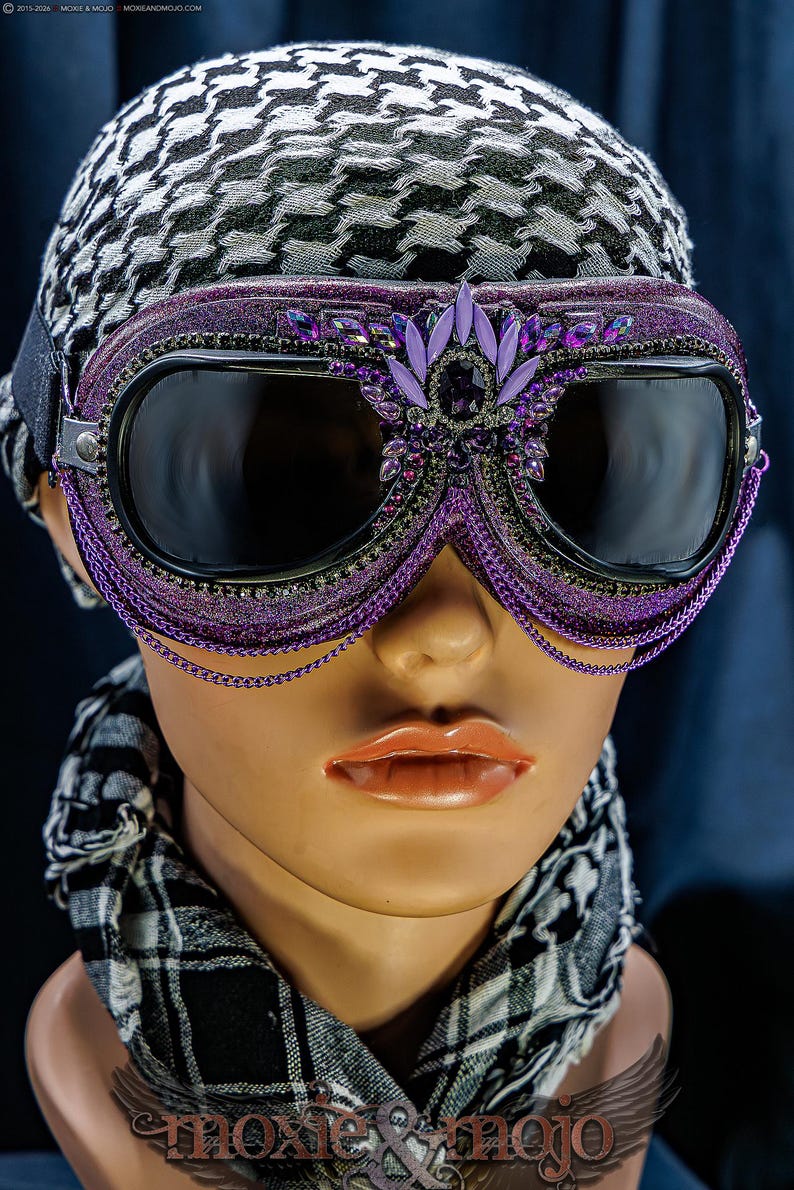 Burning Man Goggles. Small Face. UV Protection. embellished festival eyewear. image 1