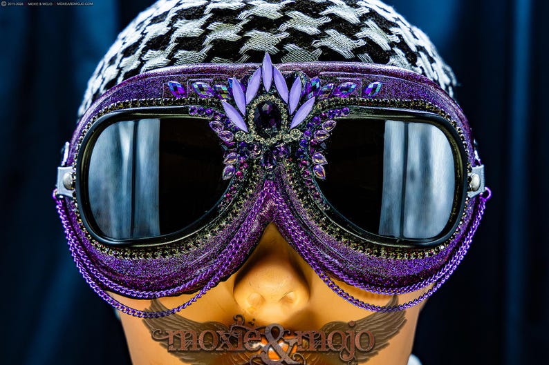 Burning Man Goggles. Small Face. UV Protection. embellished festival eyewear. image 3