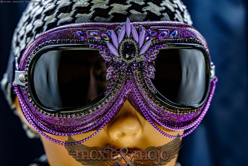 Burning Man Goggles. Small Face. UV Protection. embellished festival eyewear. image 2