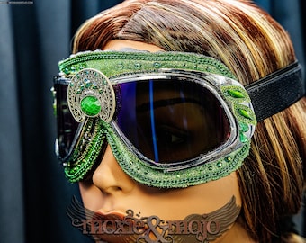 Gafas antipolvo Burning Man, color verde "Geometric Jade", protección UV para festivales.