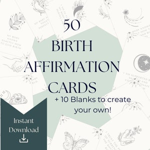 50 cartes d'affirmation de naissance. BLe parfait : Cadeau de grossesse, outil Doula, Préparation au travail, outil pour une naissance positive, Téléchargement numérique