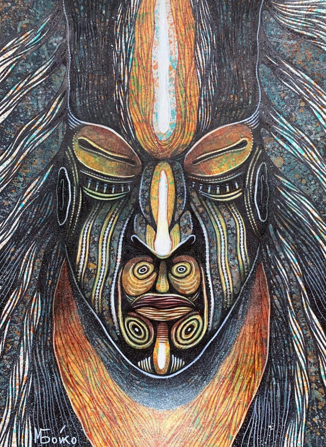 Maori Ray ORIGINAL ART Acrylicart Painting Color Drawing Etsy